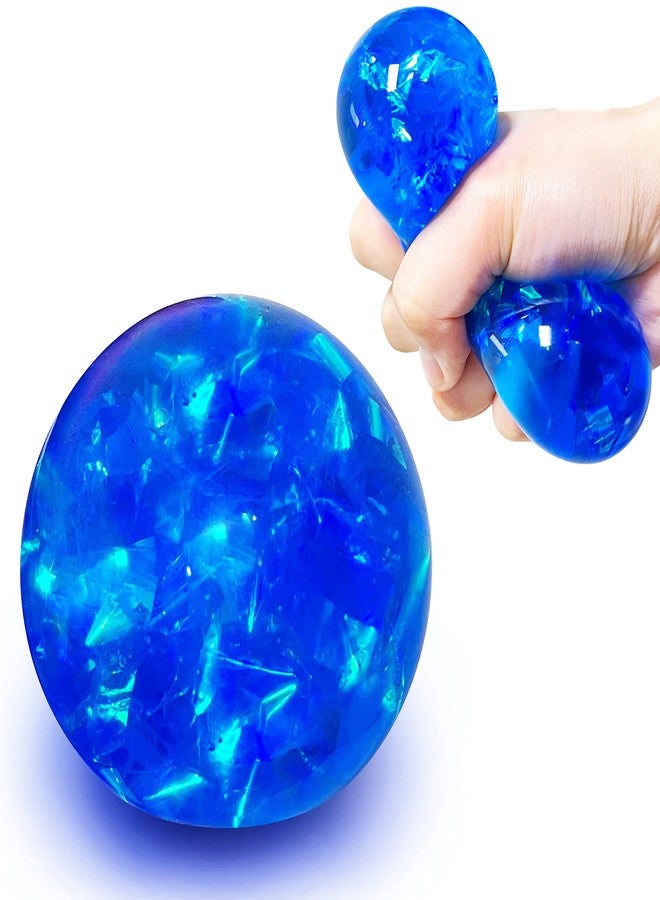 Kawaite Blue Squishy Glitter Stress Balls for Kids and Adults - Stretch Stress Relief Squishy Ball, Pull and Squeeze - Squish Dough Ball Fidget Toys for Easter Basket Stuffers and Party Favors - Image 1
